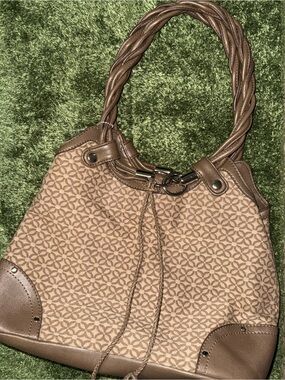 Relic Tan/Brown Patterned Braided-Handle Shoulder Bag